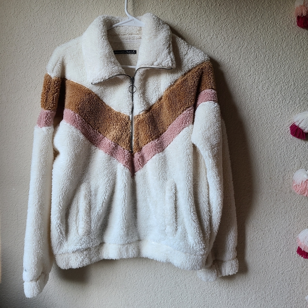 Abercrombie & Fitch Women's Jacket Fleece Teddy Quarter Zip Size M